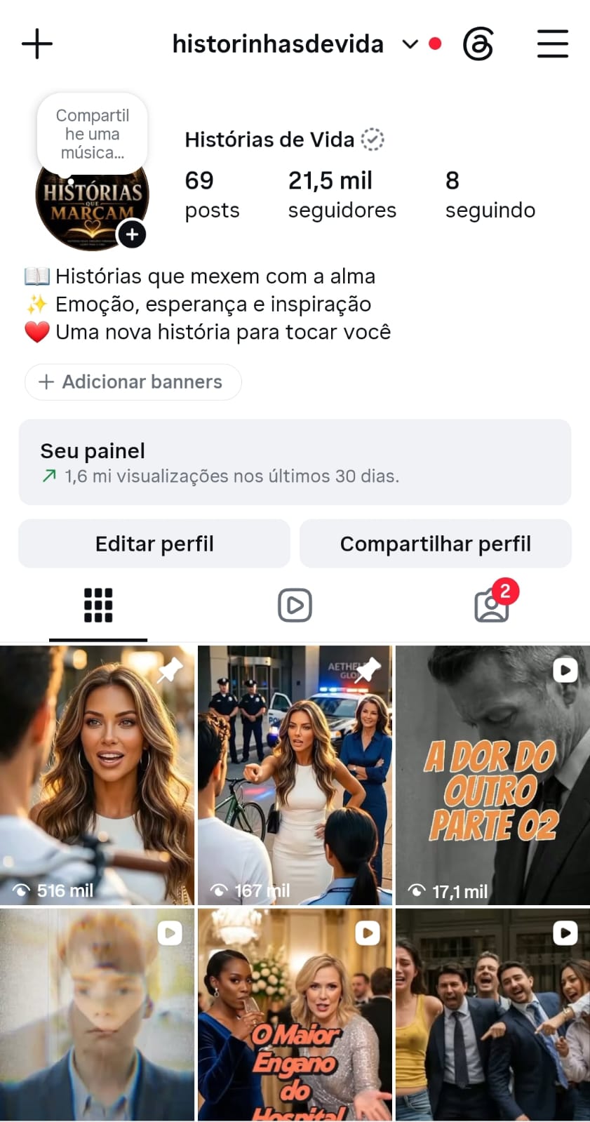 Prova de resultado — Nicho de histórias